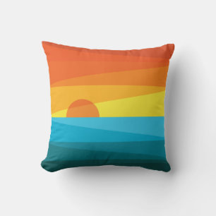 Coussin Beau coucher de soleil et vagues de mer