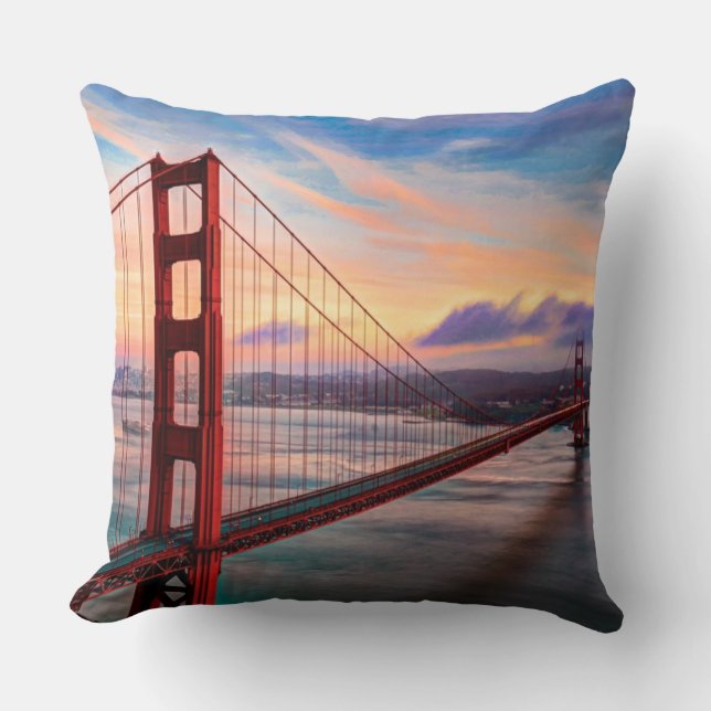 Coussin Beau coucher du soleil d'hiver chez golden gate (Recto)