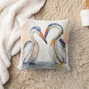 Coussin Beau Couple pélican, Obligations d'amour pélicans