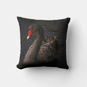 Coussin Beau cygne noir flottant sur une rivière