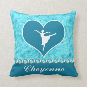 Coussin Beau danseur de turquoise avec le monogramme