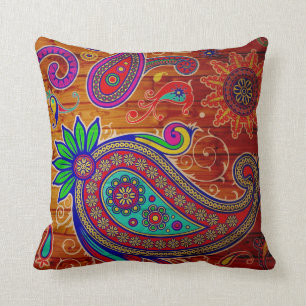 Coussin Beau design de paisley multicolore