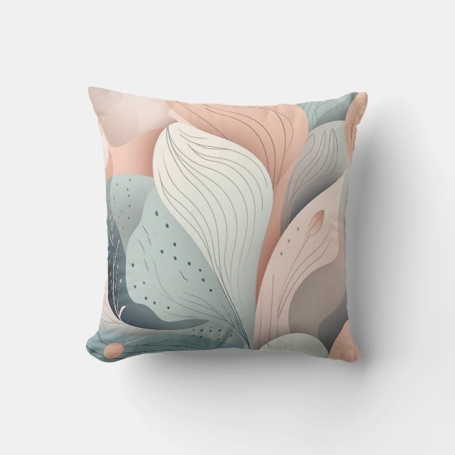 Coussin Beau design feuille pastel élégant (Recto)