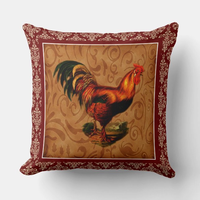 Coussin Beau et Élégant Coq de Campagne Rustique (Recto)