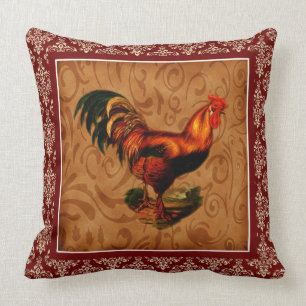 Coussin Beau et Élégant Coq de Campagne Rustique