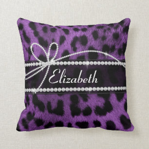 Coussin Beau faux violet poster de animal léopard noir