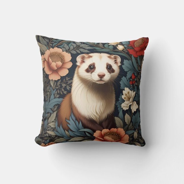 Coussin Beau Ferret William Morris Inspiré (Recto)