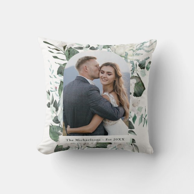 Coussin Beau Floral et verdure Mariage d'arc photo (Recto)