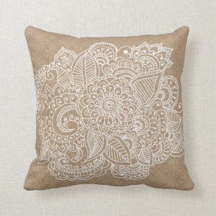 Coussin Beau griffonnage de Paisley de motif Brown