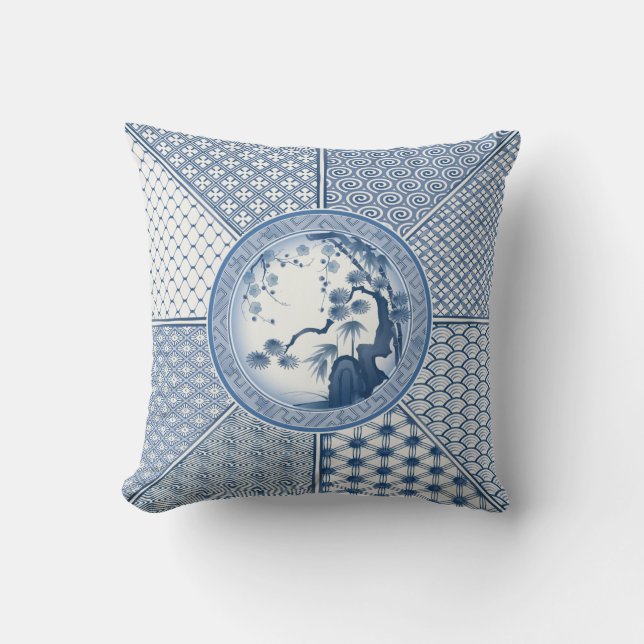 Coussin Beau jardin de cerisiers en fleurs géométriques (Recto)