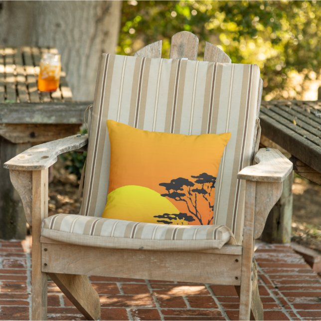 Coussin Beau Jaune Orange Safari Afrique coucher de soleil (Chaise)