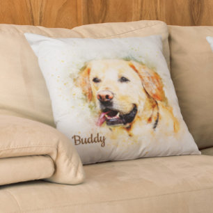 Coussin Beau Labrador Retriever Jaune Personnalisé Sur Mes