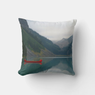 Coussin Beau Lac paisible Canot en canot rouge