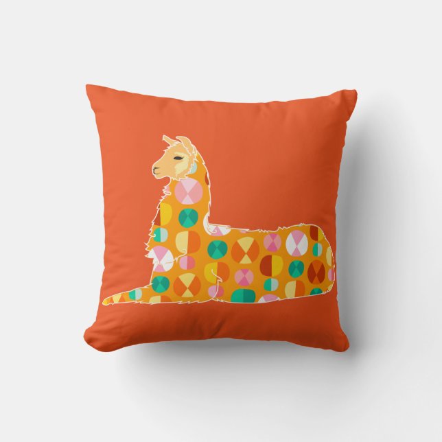 Coussin Beau lama orange - carreau (Recto)