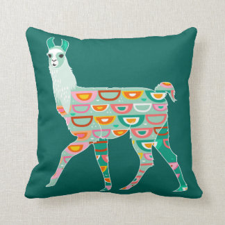 Coussin Beau lama vert - carreau
