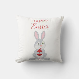 Coussin Beau lapin de Pâques Oeuf de Pâques Rouge