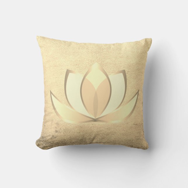 Coussin Beau Lotus Doré Chic Élégant, Zen (Recto)