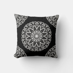 Coussin Beau mandala noir et blanc