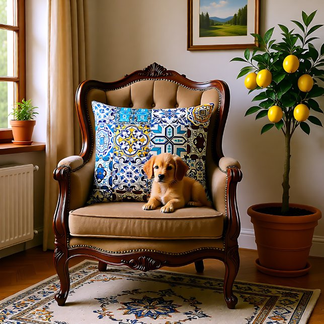 Coussin 🤩 Beau mélange d'Oreiller à lancer Azulejos (🤩 Beautiful mix of Azulejos Throw Pillow)