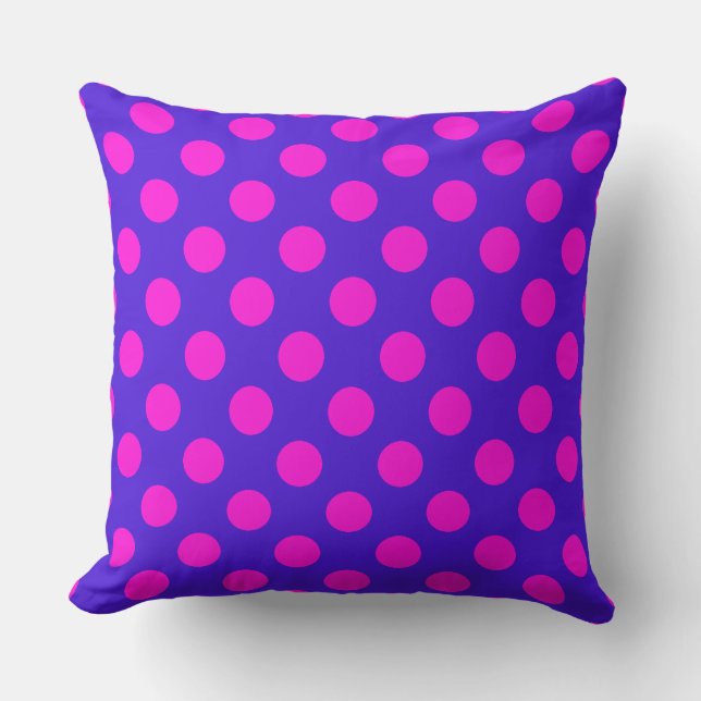Coussin Beau Motif à points Polka rose et violet (Recto)