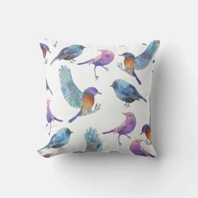 Coussin Beau Motif aux oiseaux colorés (Recto)