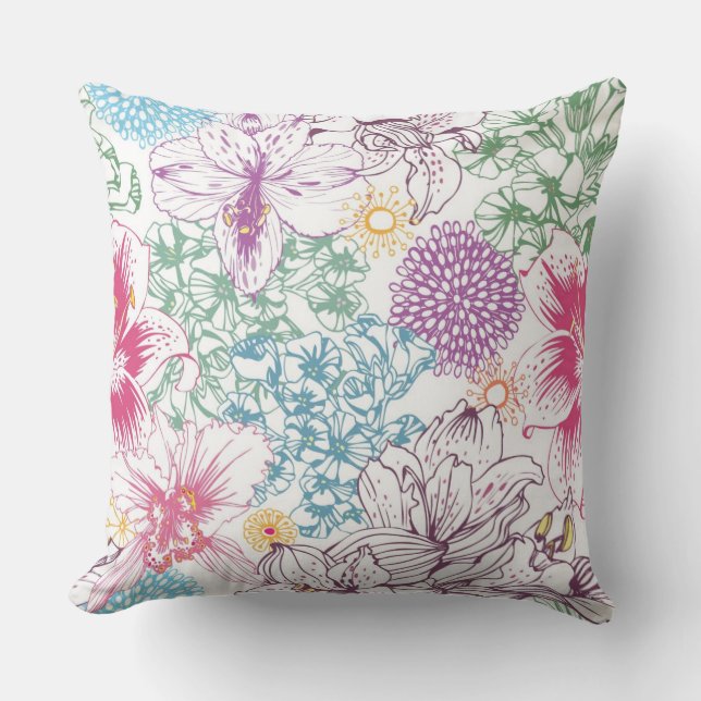 Coussin Beau motif avec les fleurs colorées (Recto)