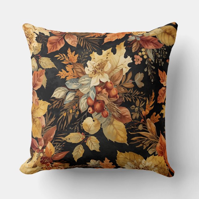 Coussin Beau Motif de feuilles de Thanksgiving (Recto)