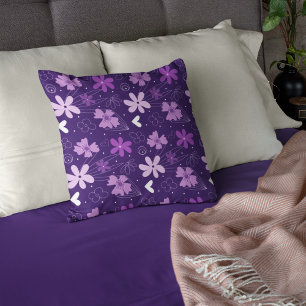 Coussin Beau Motif de fleurs violettes de marguerite