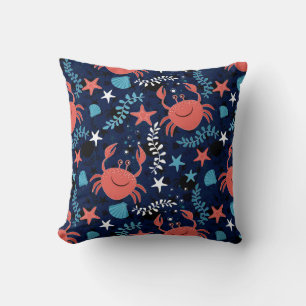 Coussin Beau motif de mer avec crabes.