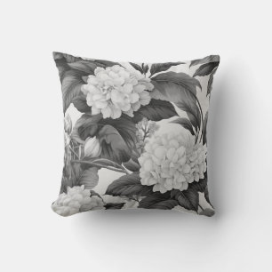 Coussin Beau motif floral noir et blanc classique