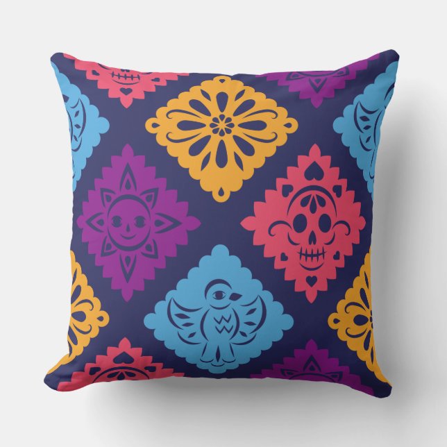 Coussin Beau motif géométrique multicolore (Recto)