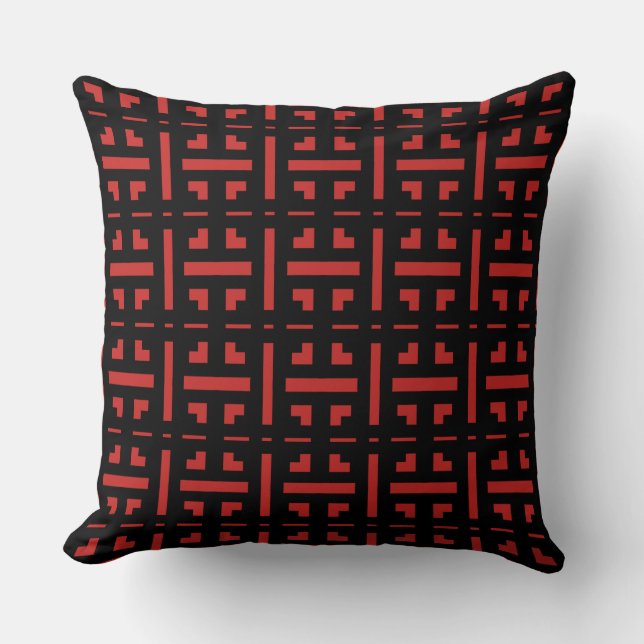 Coussin Beau Motif géométrique noir et rouge (Recto)