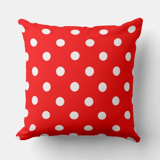 Coussin Beau Motif Pois rouge et blanc (Recto)