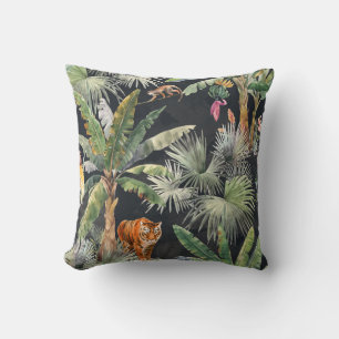 Coussin Beau motif transparent avec aquarelle tropica