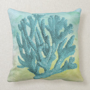 Coussin Beau nautique et élégant corail bleu côtier
