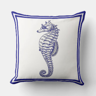 Coussin Beau Nautique Trendy bleu Seahorse