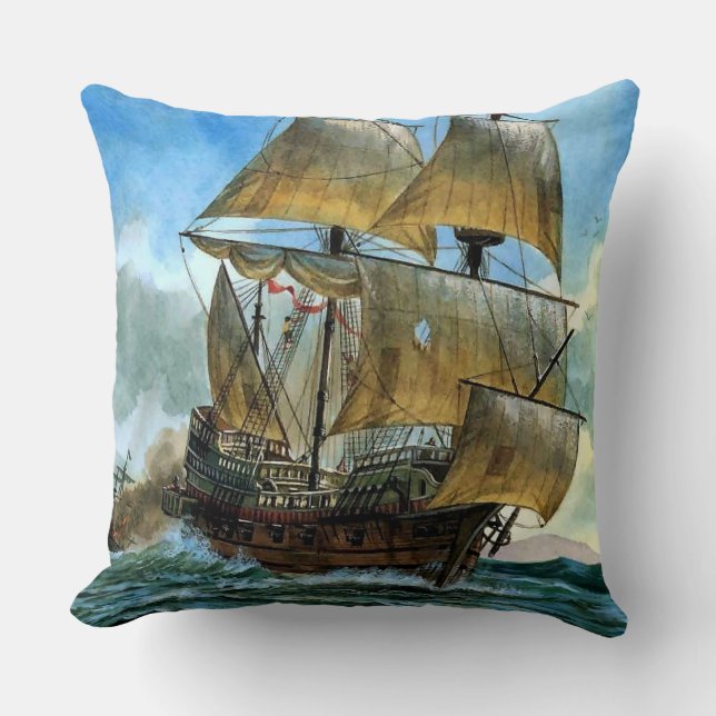 Coussin beau navire à quatre mâts (Recto)