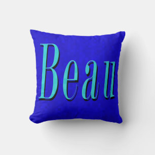 Coussin Beau Nom Logo Sur La Mosaïque Bleue,