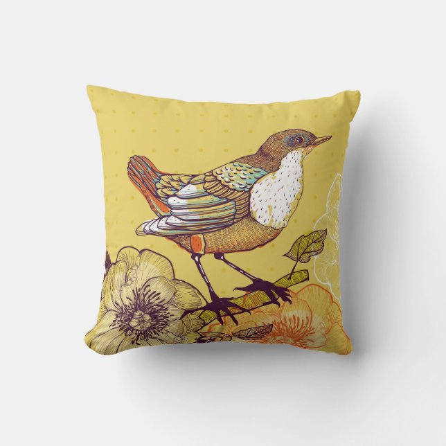 Coussin Beau Oiseau Jeu d'Oiseau (Recto)