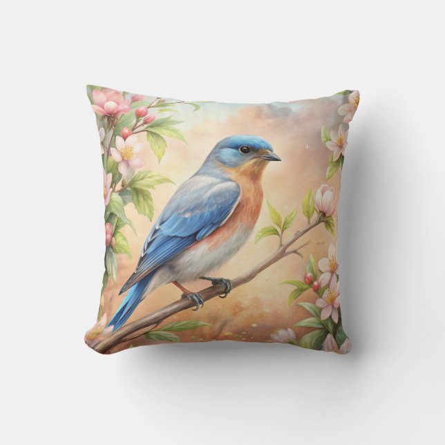Coussin Beau Oiseau Turquoise (Recto)