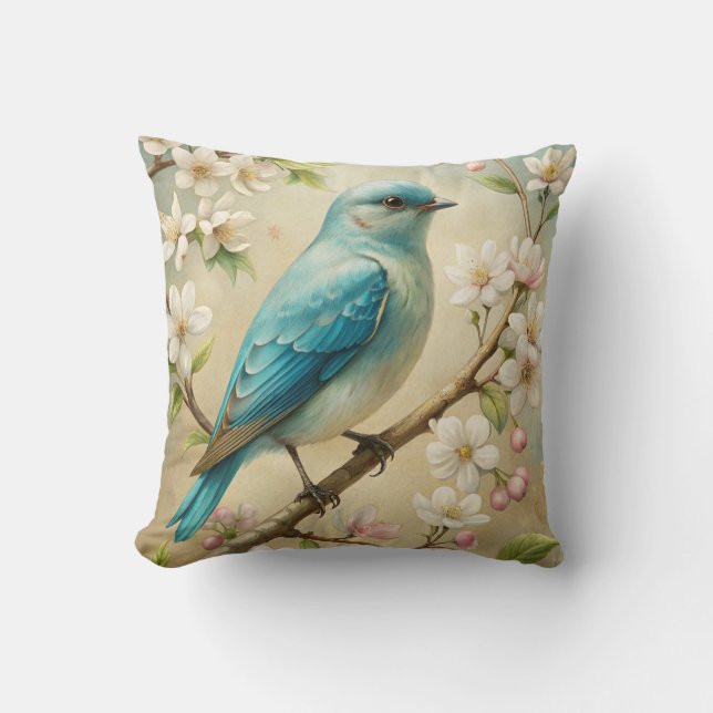 Coussin Beau Oiseau Turquoise (Recto)