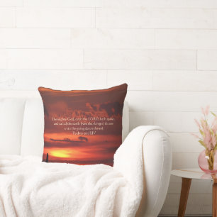 Coussin Beau Orange Sunrise Art avec Verse Bible