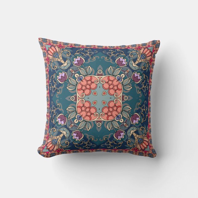 Coussin Beau ornement avec des fleurs de tulipe lilas et a (Recto)