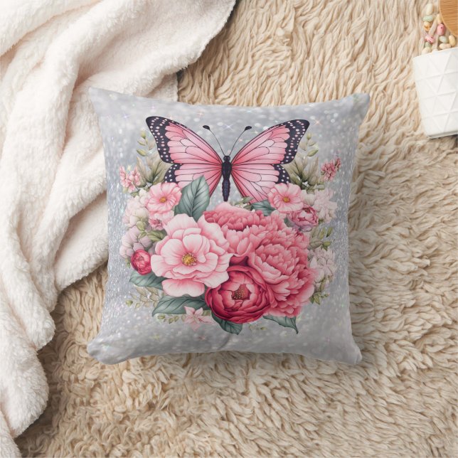 Coussin Beau Papillon Et Fleurs (Couverture)