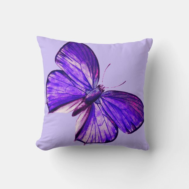 Coussin Beau Papillon mauve (Recto)