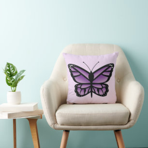 Coussin Beau Papillon violet et noir couleur été