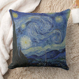 Coussin Beau paysage Bleu nuit Ciel d'or étoiles