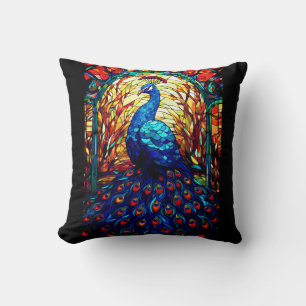 Coussin Beau Peacock Vitrail Art de la faune