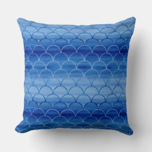 Coussin Beau Peint clair et Motif à échelle bleue foncée