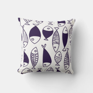 Coussin Beau poisson. Enfants arrière - plans. Motif sans
